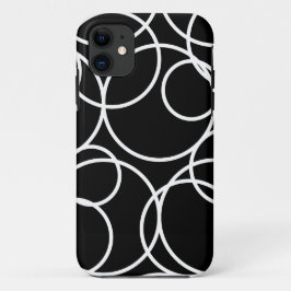 Geometrische witte cirkels zwart Modern Abstract Case-Mate iPhone Case