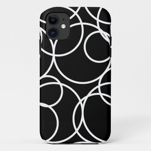Geometrische witte cirkels zwart Modern Abstract Case-Mate iPhone Case (Achterkant)