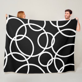 Geometrische witte cirkels zwart Modern Abstract Fleece Deken