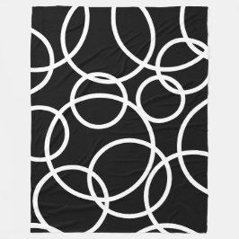 Geometrische witte cirkels zwart Modern Abstract Fleece Deken