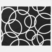 Geometrische witte cirkels zwart Modern Abstract Fleece Deken (Voorkant (Horizontaal))