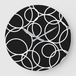 Geometrische witte cirkels zwart Modern Abstract Grote Klok