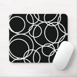 Geometrische witte cirkels zwart Modern Abstract Muismat