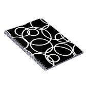 Geometrische witte cirkels zwart Modern Abstract Notitieboek (Rechterzijde)
