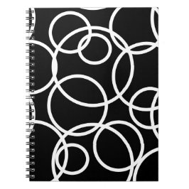 Geometrische witte cirkels zwart Modern Abstract Notitieboek