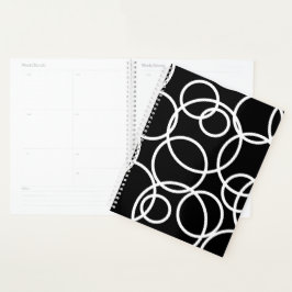 Geometrische witte cirkels zwart Modern Abstract Planner