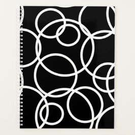Geometrische witte cirkels zwart Modern Abstract Planner