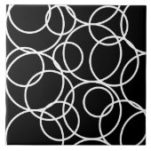 Geometrische witte cirkels zwart Modern Abstract Tegeltje (Voorkant)