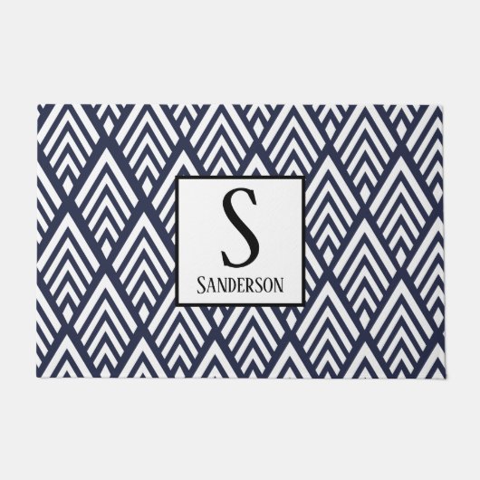 Geometrische witte deco-pijlen van 1920 | Geperson Deurmat (Voorkant)