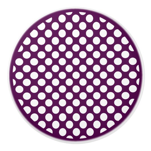  Geometrische Witte en Paarse Polka Dots Keramische Knop (Voorkant)