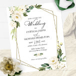 Geometrische witte Floral Budget Weddenschap<br><div class="desc">Elegant florale geometrische voordelige bruiloft met uitnodigingen van 4, 5 x 5, 6 inch. OPMERKING: de enveloppen zijn NIET meegerekend; er kunnen afzonderlijke A7-enveloppen worden aangeschaft.</div>