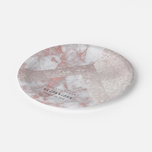 Geometrische witte glitter roze roze roodbruine ma papieren bordje (Gekanteld)