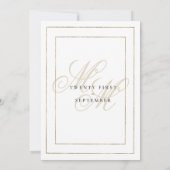 Geometrische witte goudbok initialen bruiloft kaart (Achterkant)