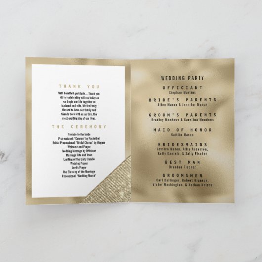 Geometrische witte gouden glitter glamour Wedding  Programma (Binnen)