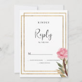 Geometrische witte gouden roze mint bloem RSVP Kaart (Voorkant)