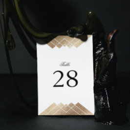 Geometrische witte goudkleurige weduwentabelnummer kaart