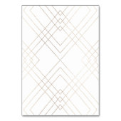 Geometrische witte goudkleurige weduwentabelnummer kaart (Achterkant)