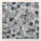 Geometrische witte, grijze en zwarte hexagon patro glazen onderzetter (Voorkant)