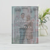 Geometrische witte Lijst Vellum Effect Photo Wedde Kaart (Staand voorkant)