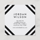 Geometrische witte minimalistische zwarte vierkant vierkante visitekaartje (Achterkant)