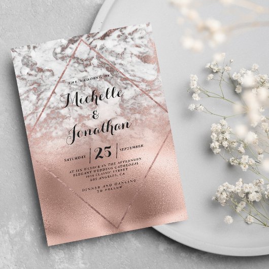 Geometrische witte roze gouden gradiënt marmeren b kaart