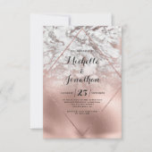 Geometrische witte roze gouden verloop marmeren br kaart (Voorkant)