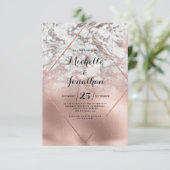 Geometrische witte roze gouden verloop marmeren br kaart (Staand voorkant)