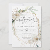 Geometrische witte rozen Baby shower Kaart (Voorkant)