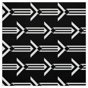 Geometrische Witte Strepen en Chevrons op Zwarte Stof