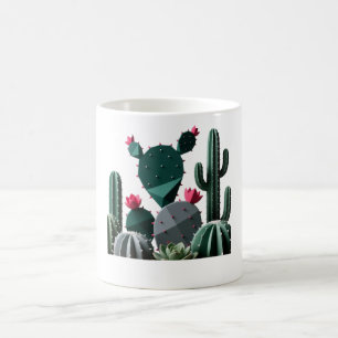 Geometrische woestijnsucculenten minimalistisch koffiemok
