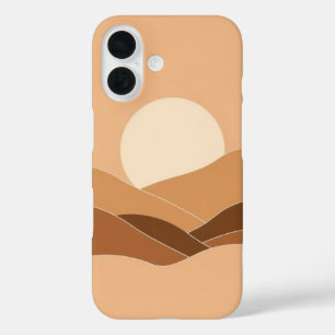 Geometrische woestijnzonsondergang: een simplistis iPhone 16 hoesje