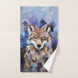 Geometrische Wolf Berg Bad Handdoek