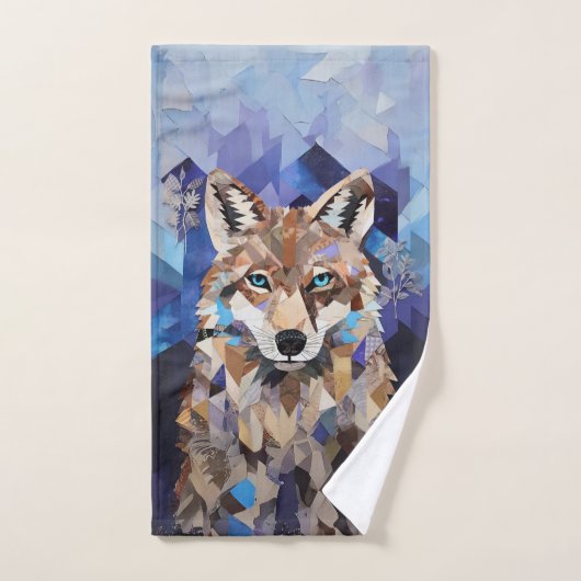 Geometrische Wolf Berg Bad Handdoek (Handdoek)