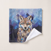 Geometrische Wolf Berg Bad Handdoek (Wasdoekje)