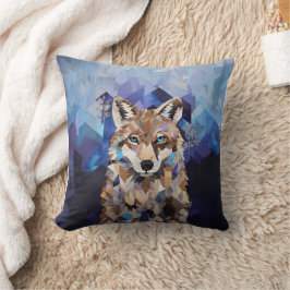 Geometrische Wolf Berg Kussen