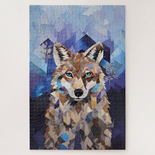 Geometrische Wolf Berg Legpuzzel (Verticaal)
