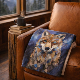 Geometrische Wolf Berg Sherpa Deken