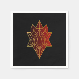 Geometrische wolf Goud luxe rode gradiënt Servet