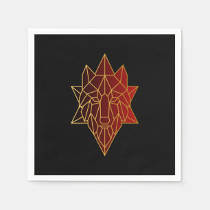 Geometrische wolf Goud luxe rode gradiënt Servet