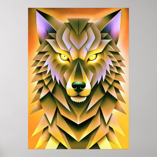 Geometrische Wolf Illustratie Dierlijke Ontwerp Poster (Voorkant)