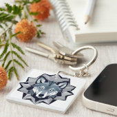Geometrische Wolf Illustratie Sleutelhanger (Voorkant Rechts)