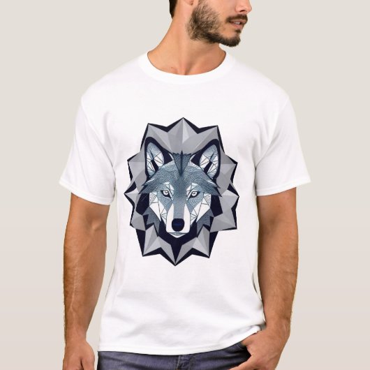Geometrische Wolf Illustratie T-shirt (Voorkant)