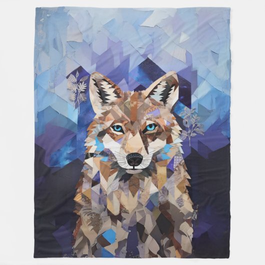 Geometrische Wolf Mountain Blanket Fleece Deken (Voorkant)