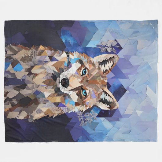 Geometrische Wolf Mountain Blanket Fleece Deken (Voorkant (Horizontaal))