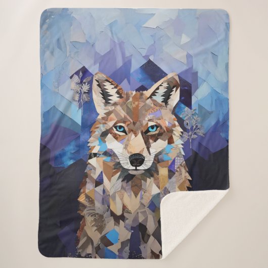 Geometrische Wolf Mountain Blanket Sherpa Deken (Voorkant)