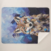 Geometrische Wolf Mountain Blanket Sherpa Deken (Voorkant (horizontaal))