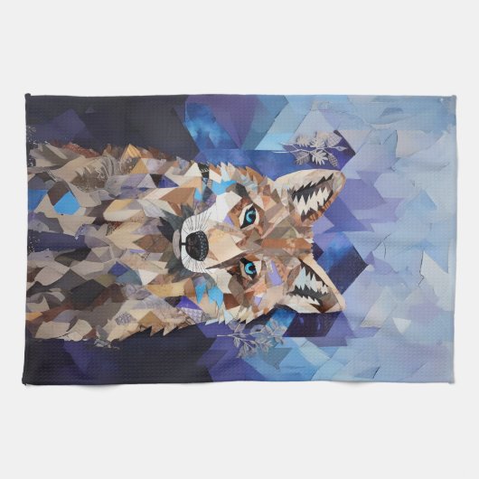 Geometrische Wolf Mountain Blanket Theedoek (Horizontaal)