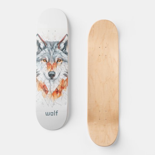 Geometrische wolf persoonlijk skateboard (Voorkant)