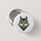 Geometrische wolf ronde button 3,2 cm (Voorkant /achterkant)