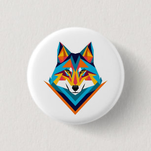 Geometrische wolf ronde button 3,2 cm